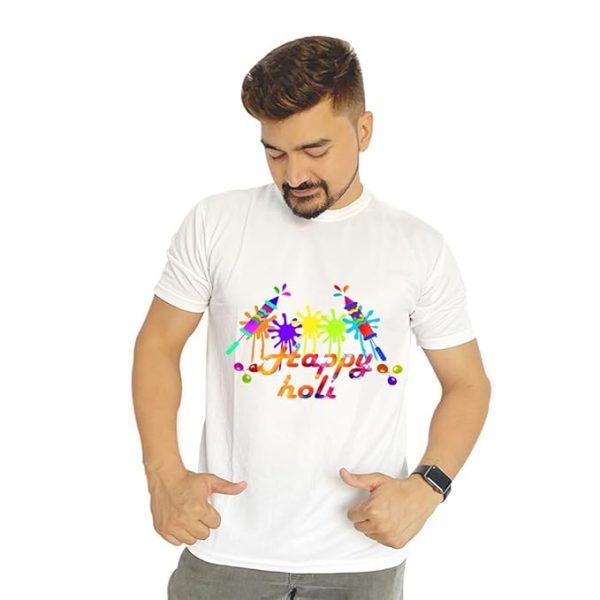 Happy Holi Lycra T-shirt for Colourful – Holi T-shirt, PACK OF 20