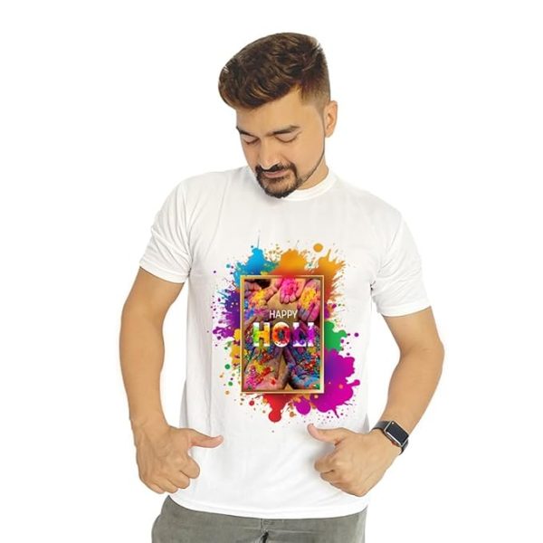 Happy Holi LYCRA T-shirt for Colourful – Holi T-shirt, PACK OF 5