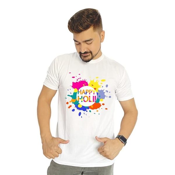 Happy Holi Lycra T-shirt for Colourful – Holi T-shirt, PACK OF 10